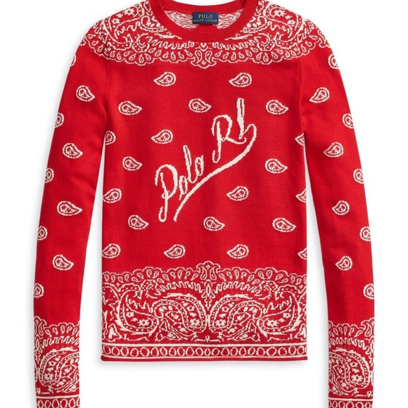 NWT Polo Ralph Lauren Bandanna Crewneck Sweater ❤️ - Picture 1 of 6